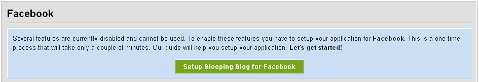 Social login setup for facebook