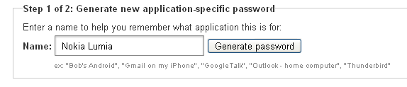 Generate application specific password