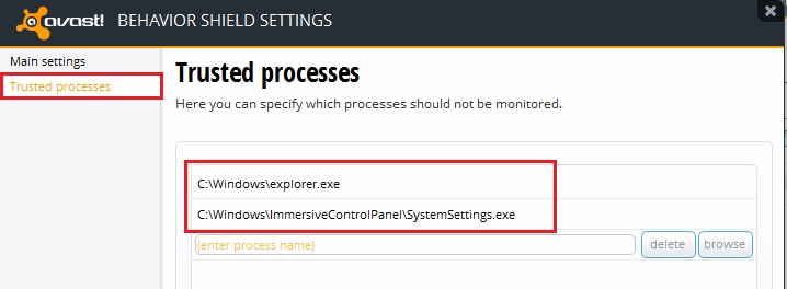 Avast Trusted Process