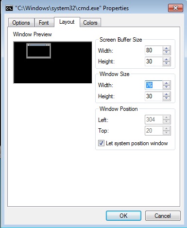 window size properties