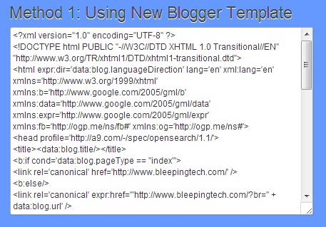 method 1 using new blogger template